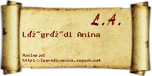 Légrádi Anina névjegykártya